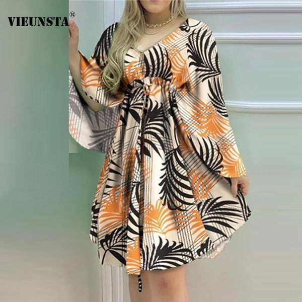 

casual dresses high waist v neck party dress women retro pattern print a-line mini spring autumn long sleeve loose office lady, Black;gray