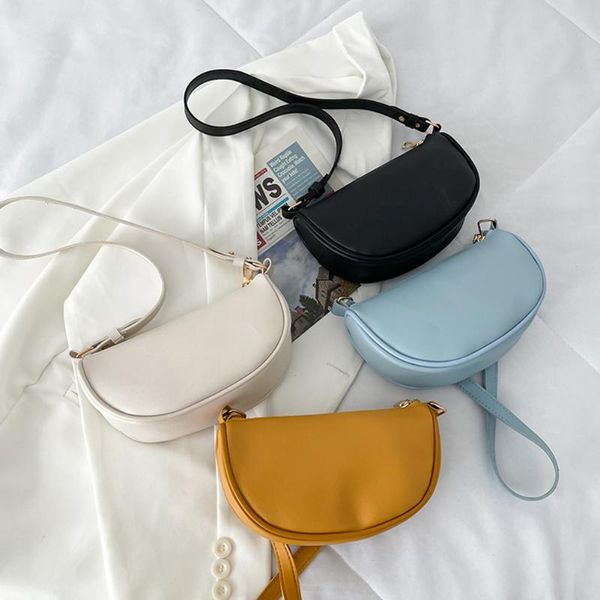 

shoulder bags 2021 summer trend candy color women's bag pu leather handbag semicircle underarm casual ladies small shopper purse