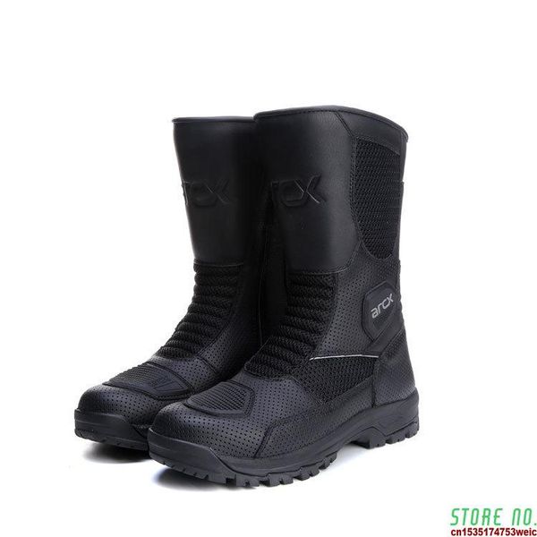 

boots men summer mesh motorcycle shoes motocross motorbike riding racing botas moto vented l60686 cycling footwear, Black