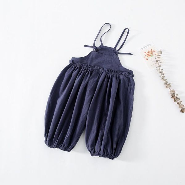 

jumpsuits korean style 2021 spring summer boys and girls pure cotton oversized overalls children plaid loose suspender pants, Blue