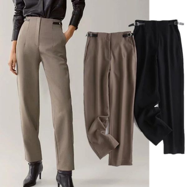 

women's pants & capris elmsk trousers women england style fashion simple high waist straight suit pantalones mujer pantalon femme casua, Black;white