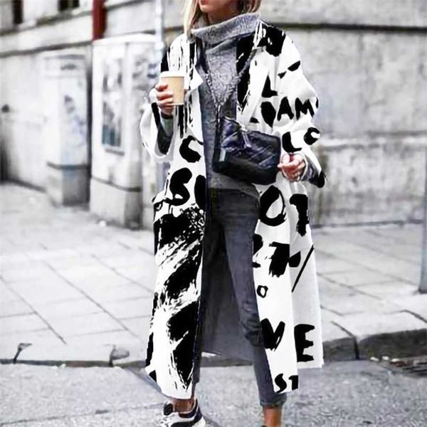 

elegant autumn winter solid wool coats fashion turn-down collar women warm jacket casual single breasted long outwear mujer 211110, Black