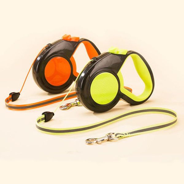 

automatic retractable dog leash nylon reflective lead puppy walking running traction rope pet leashes for small large dogs collars &