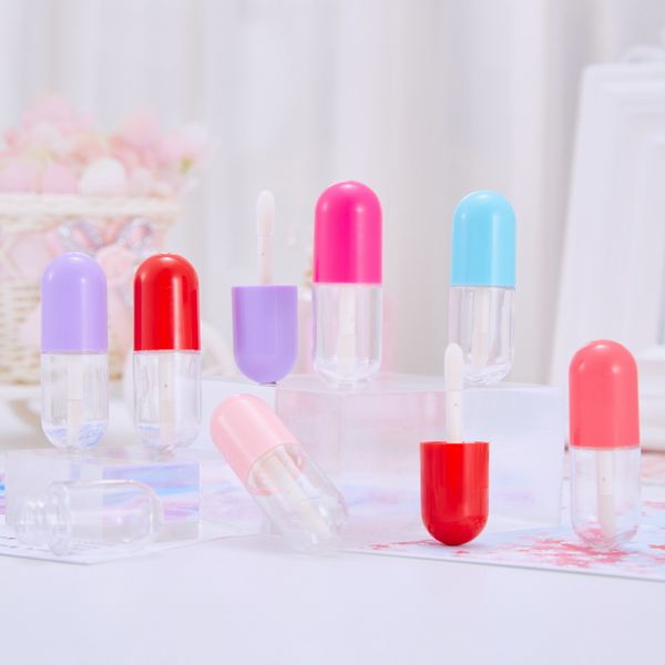 

200pcs capsule small lipstick tube transparent lip gloss tube with wands diy cosmetic containers small new perfume bottle