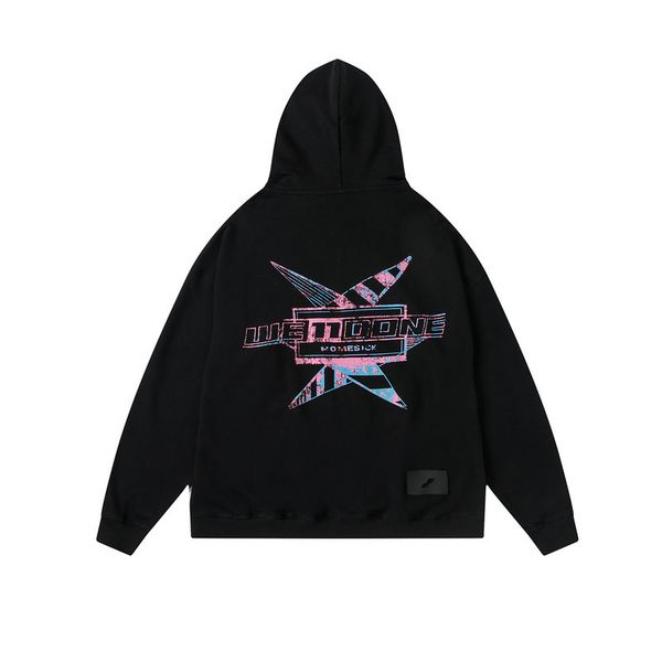 

we11done21 autumn and winter new rainbow letter bullet screen printing hoodie loose long sleeve sweater net red same style, Black