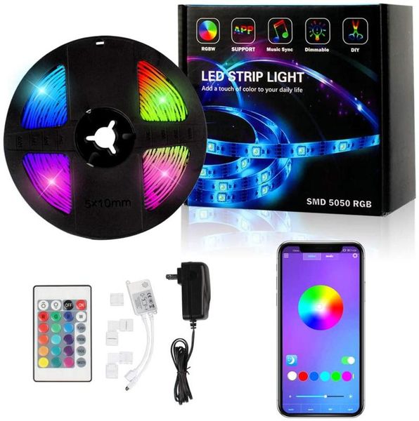 

strips led strip lights,16.5ft rope lights flexible color changing rgb tape with app controller sync