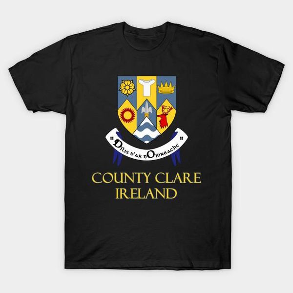 

men's t-shirts men t-shirt county clare ireland coat of arms tshirt women t shirt, White;black