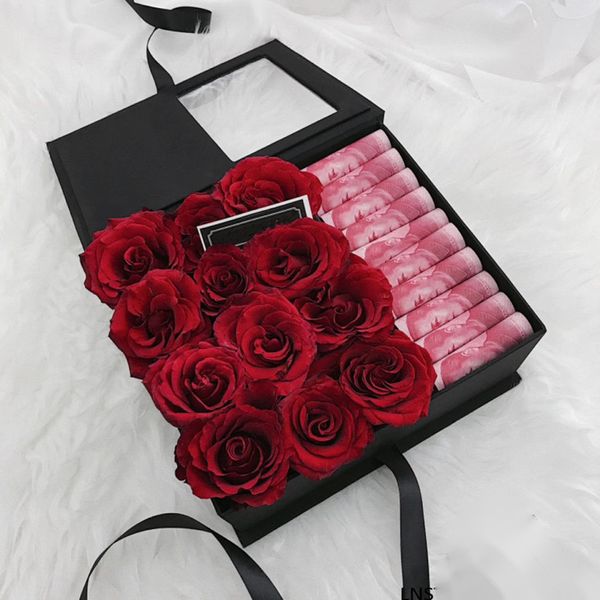 1 Stück Muttertag PVC Translucent Gift Box Mysterious Flower Eternal Luxury Hand Satin Packing Box RomanticValentine's Day 210402