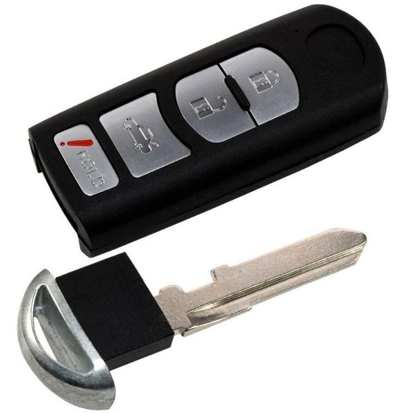 

keychains remote car key case shell for mazda 4-button smart with replacement keyless blank cover, Silver