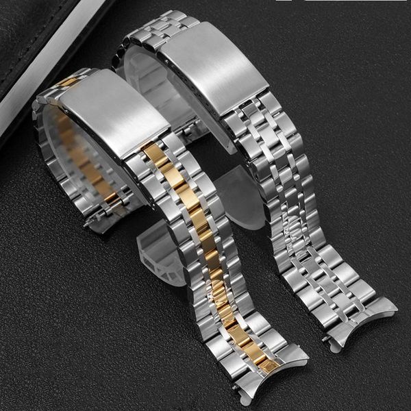 

watch bands 13mm 17mm 19mm 20mm solid stainless steel / gold plated strap bracelet for, Black;brown