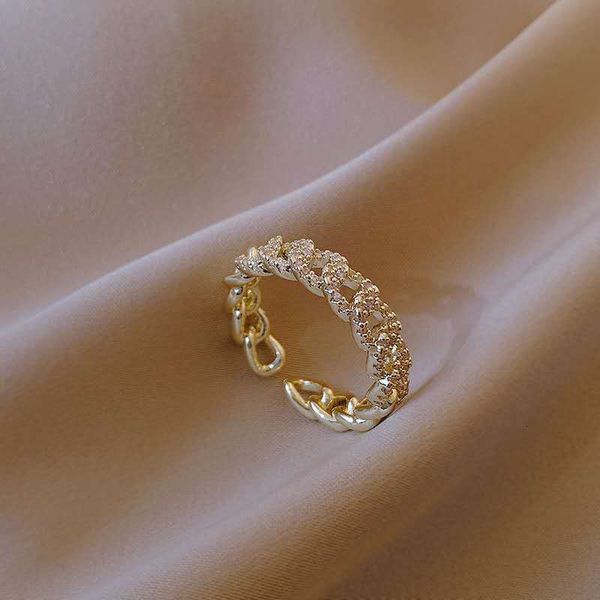 

simple chain net red niche dign sense mahua open index finger hollow ring female, Silver