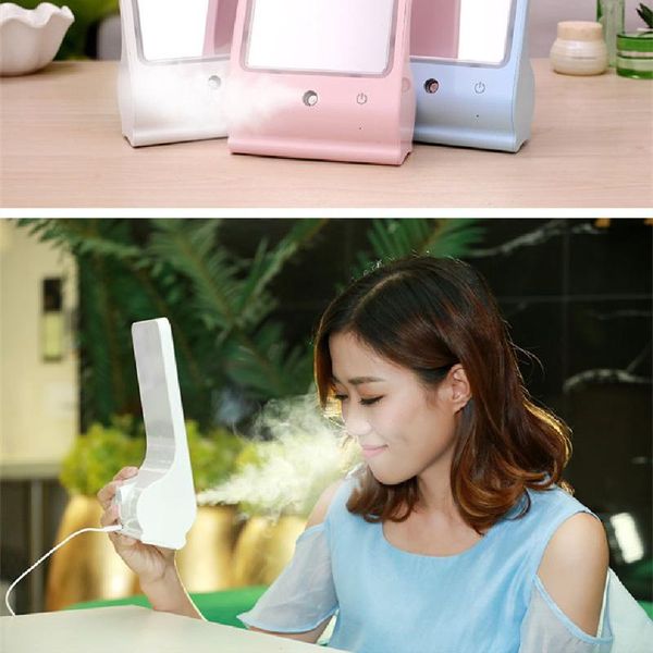 

compact mirrors creative beauty moisturizing makeup mirror usb deskvanity portable nano spray instrument led table lamp