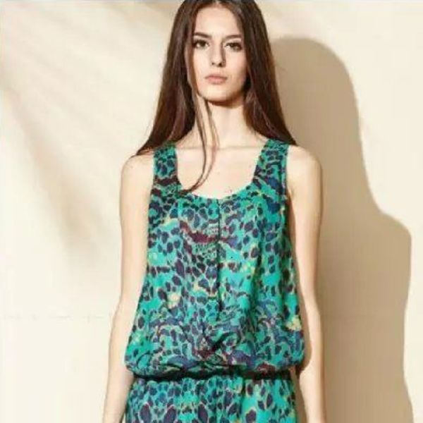 

fashion dress fangfang & 7086 style leopard print short jumpsuit, Black;pink