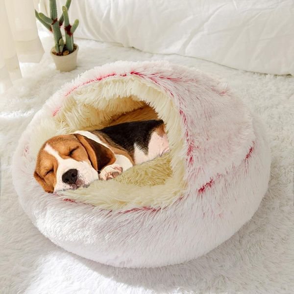 

kennels & pens round dog beds house soft long plush pet bed for dogs basket products cushion cat mat animals sleeping sofa