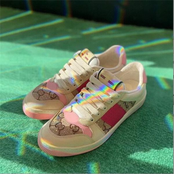 

2022 dirty designer casual shoes screener canvas sneakers women luxurys classic blue red stripe rubber leather distressed shoe low men women, Black