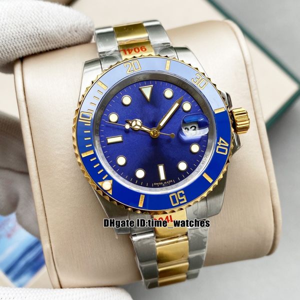 

new 40mm date miyota 8215 automatic mens watch 116613 126613 gold ceramic bezel blue dial sapphire glass gents sport watches stainless steel, Slivery;brown