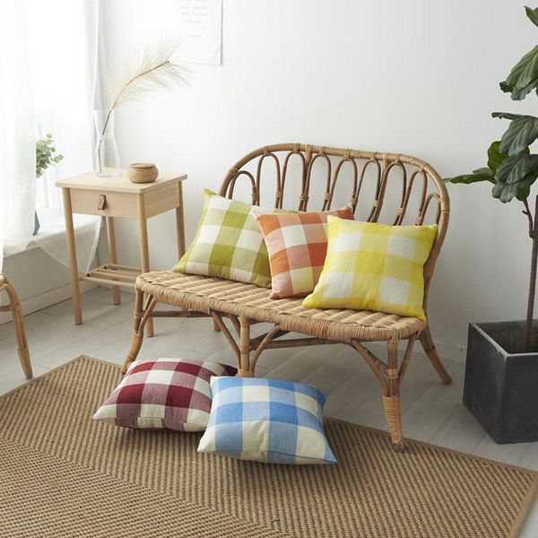 

pillow case plaid series square cotton linen cushion cover home supplies throw pillows covers pillowslip simple