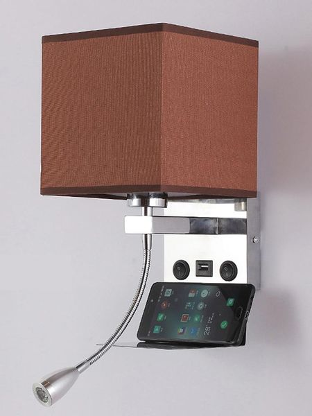 

wall lamp indoor led reading el bedroom retro european simple square luminous bedside bulbs aisle switch usb