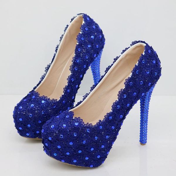

dress shoes high heeled women's banquet wedding party blue lace heels, Black