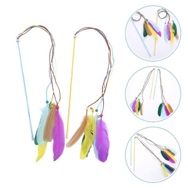 

cat toys 2pcs teaser playthings tassel rods pet catcher