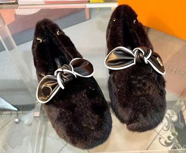 Pantofole in lana con fondo piatto Lido di lusso alla moda di alta qualità, sandali intrecciati con labbra firmate, pelle scamosciata liscia di visone 35-40