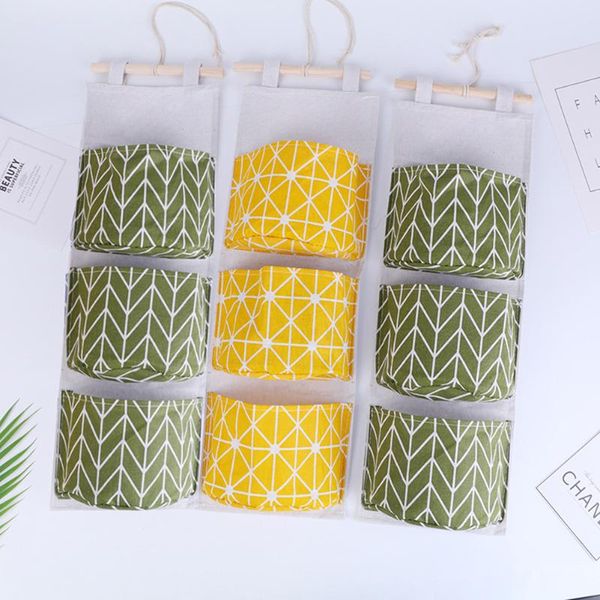 

linen cotton fabric wall mounted storage bag folding door wardrobe hanging pocket for bathroom bedroom kitchen bags
