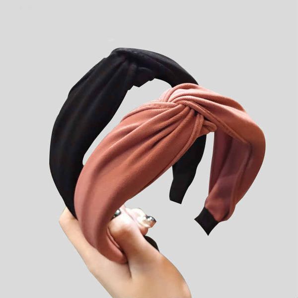 

wide knot hairs bands for women headdress accessories fabric headbands turban fashion girls hair hoops 10 color, Black;brown