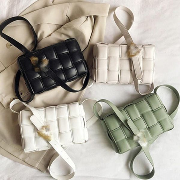 

solid color stylish one-shoulder tote bag for women travel cross-body with woven small pu leather cross body