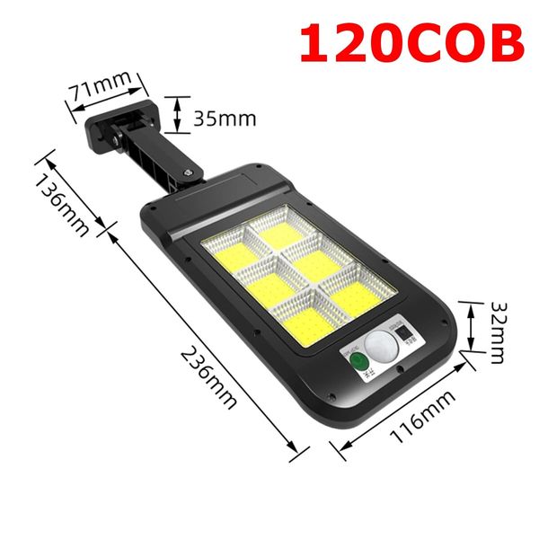 

pir motion sensor solar power led street light outdoor ip67 garden yard wall lamp + remote control - 120cob