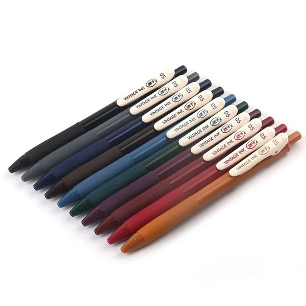 

gel pens 5pcs/pack vintage set retractable quick drying ink 0.5mm fine point retro colored pen for jounal planner