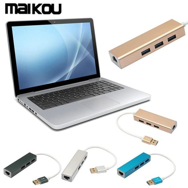 

hubs maikou usb 3.0 to 3 port hub with rj45 gigabit 1000mbit ethernet aluminum