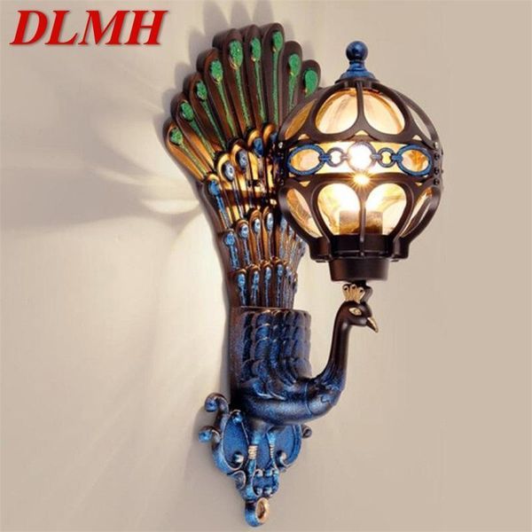 

outdoor wall lamps dlmh sconces lamp classical led peacock light waterproof home decorative for porch