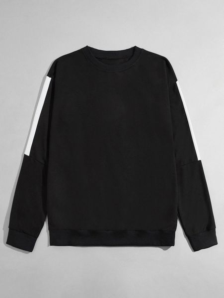 

romwe guys colorblock drop shoulder sweatshirt i0ql#, Black