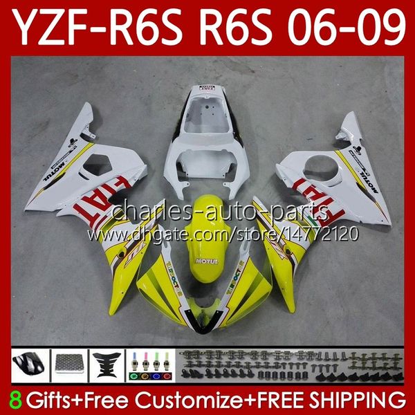 Мотоцикл кузова для Yamaha Yellow White White YZF600 YZF R6 S 600 CC YZF-R6S 06 07 08 09 Bodys 96no.112 YZF R6S 600CC YZFR6S 2006 2007 2008 2009 2009 YZF-600 06-09 Комплект OEM