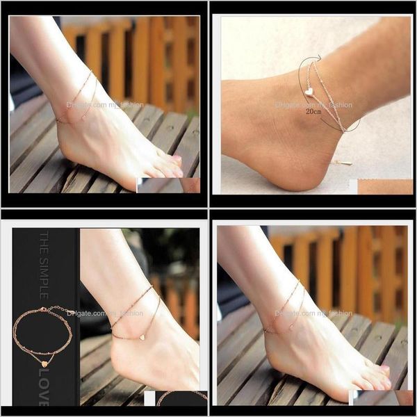 

anklets jewelryfashion double layer of love beach anklet titanium steel heart gift ornaments ps1804 drop delivery 2021 9acbg, Red;blue