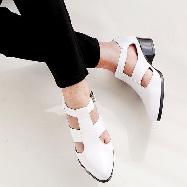 

sandals 2021 men closed toe casual designer pointed breathable black summer dress genuine leather shoes