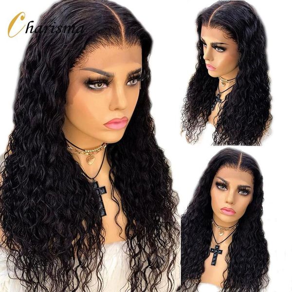

synthetic wigs charisma water wave lace wig front middle part black for women natural hairline cosplay