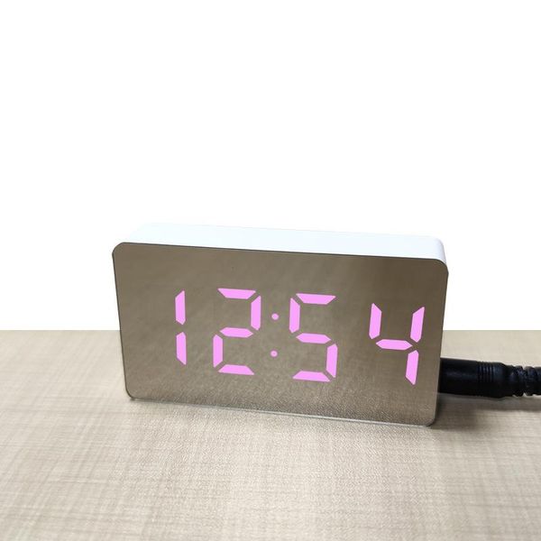 

other clocks & accessories mini led mirror digital alarm clock memory snooze table wake up mute calendar dimmable electronic deskusb