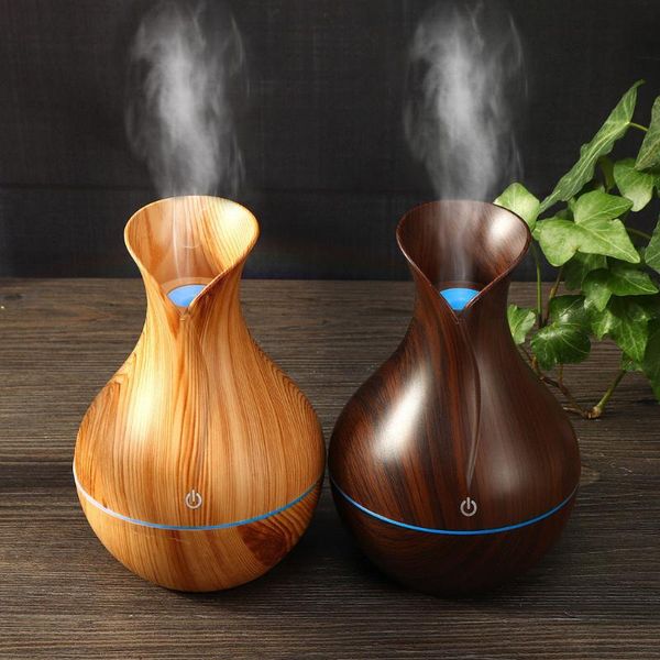 

fragrance lamps usb electric air humidifier mini wood grain aroma diffuser essential oil cool mist maker with led use for home