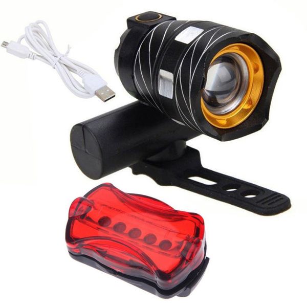 

rechargeable xm-l t6 led bicycle bike light front cycling head lamp waterproof 7.1 lights