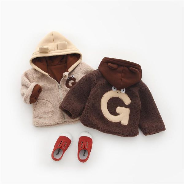 

coat autumn winter baby boys lamb fleece letter print sweatshirts children kids casual thicken hoodies girls pullover, Blue;gray