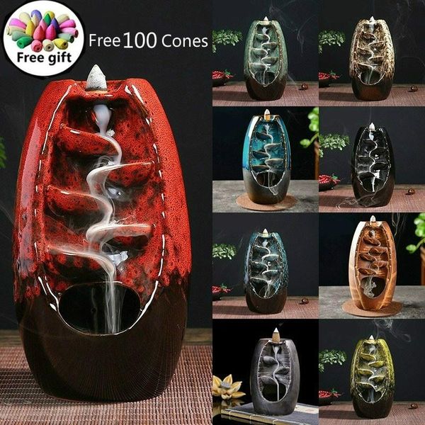 

ceramic waterfall backflo incense burner creative sandalwood tower home decoration fragrance lamps