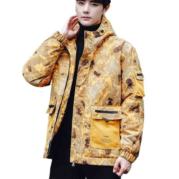 

winter new jacket mens quality thermal thick coat snow camouflage parka male warm outwear fashion white duck down men, Black