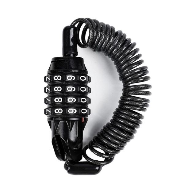 

bike locks portable mini helmet lockstitch 4 digit code combination lock durable black mtb anti-theft cable chain bicycle supplies