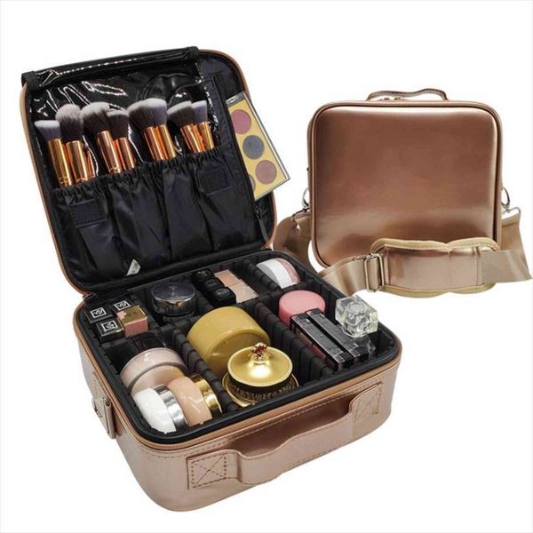 

rose gold travel makeup cosmetic bags leather necessary case professional brush beauty fashion brushes storage box