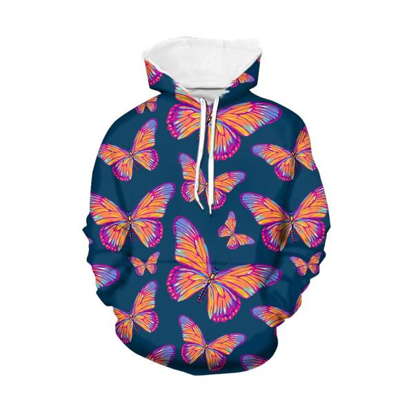 

men's hoodies & sweatshirts noisydesigns autumnÂ winter butterfiy oversize s-6xl drawstring pocket pullover, Black