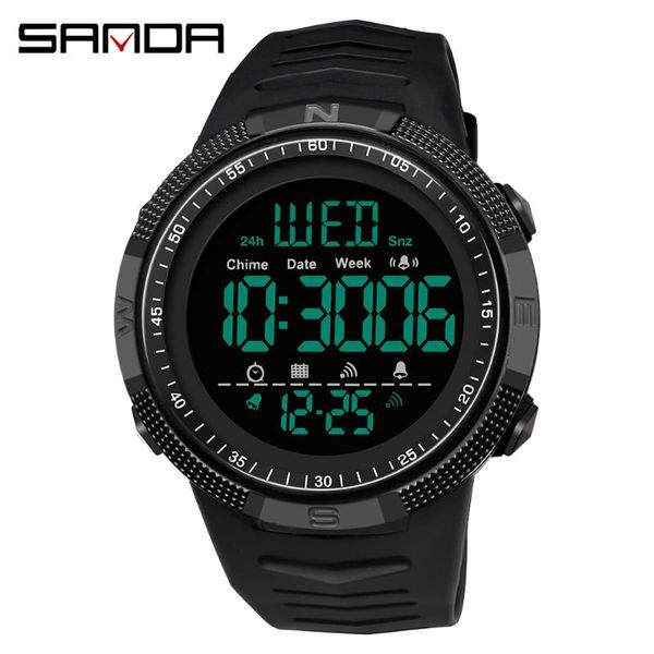 

wristwatches sanda fashion military watches men 50m waterproof mens sports led electronic relogio masculino 6014, Slivery;brown