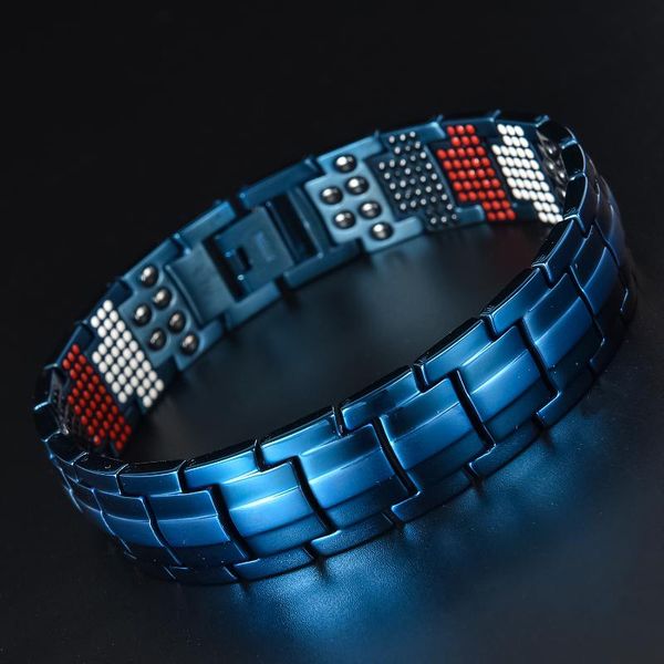 

link, chain pure titanium stylish plated black 4-in-1 anion magnet bracelet for men