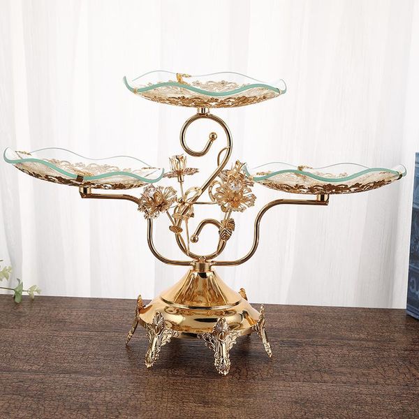 

style tempered glass fruit bowl multi-layer high-end el cake rolling restaurant afternoon tea dessert plate storage bottles & jars