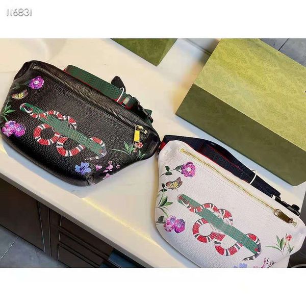 

women's designer's classic waist bag with cow leather printing on the top